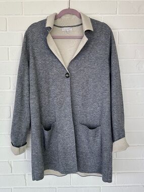 Dolce Stella Womens Cardigan Sweater Sz L Italy Wool Blend Gray